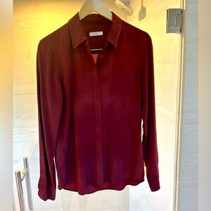 Equipment signature silk blouse, maroon, size S